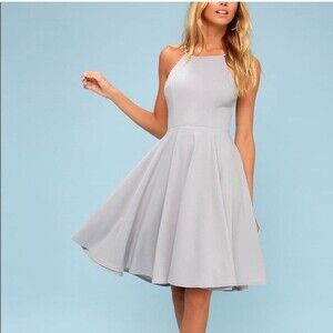 Lulus Irresistible Charm Grey Midi Dress S
